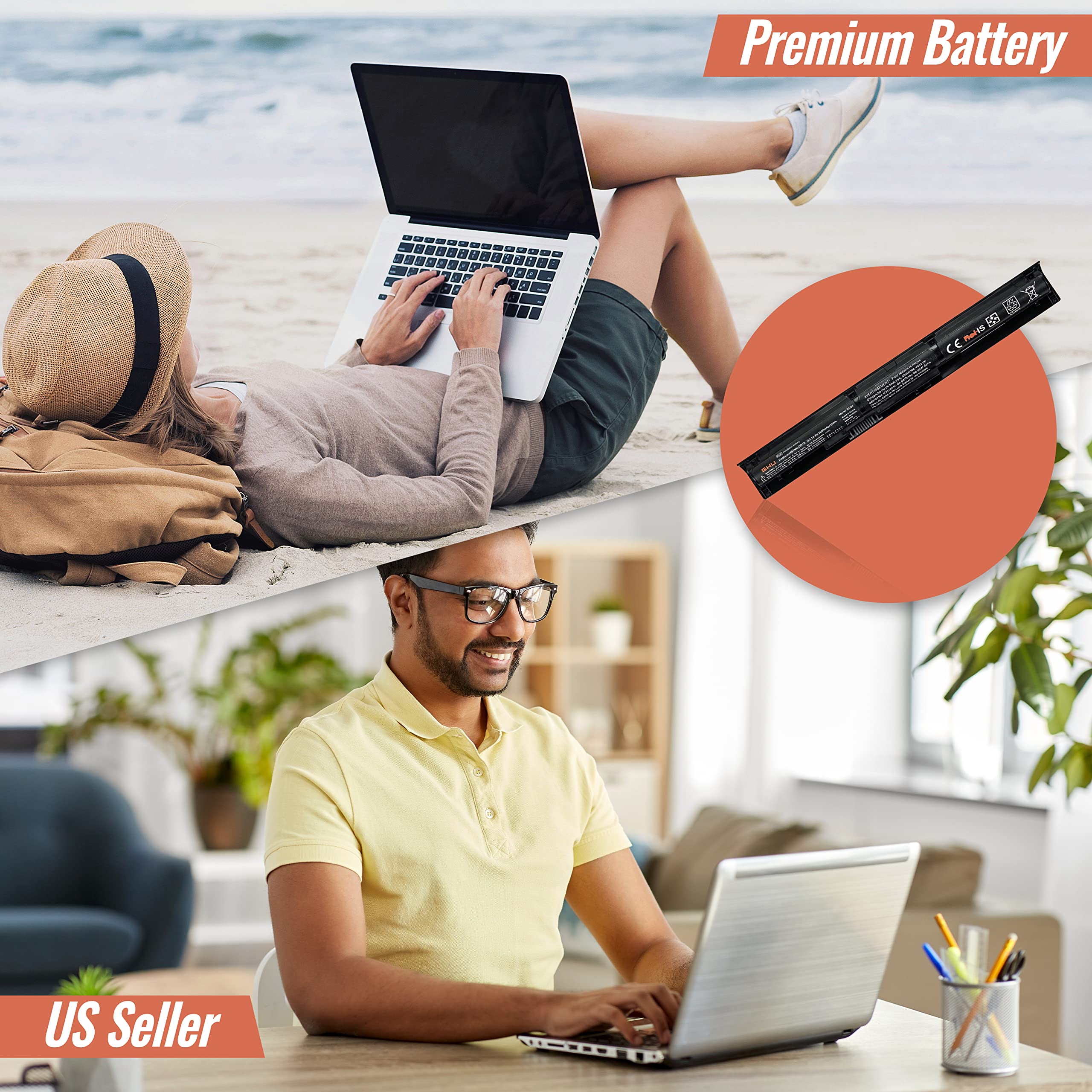 GHU New 38 Wh 2600 mAh Battery for HP Probook 450 G3 Battery RI04 ri04xl RI06XL 805294-001 Compatible with HP ProBook 455 G3 470 G3, Rechargeable for Over 500 Cycles, Passed CE FCC ROHS UL Testing - Image 4