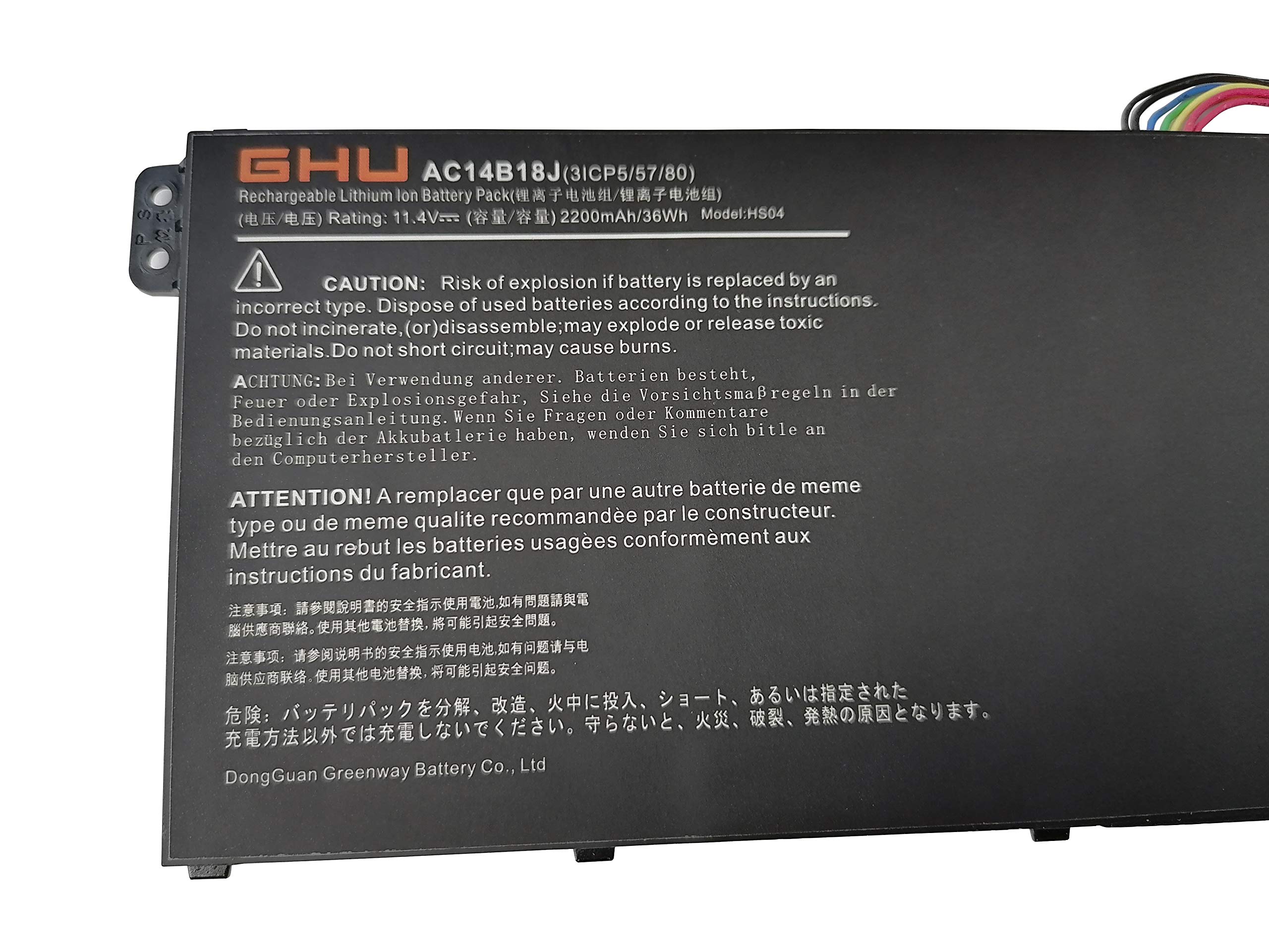 GHU New AC14B18J Battery Compatible with Acer AC14B18J Laptop Battery, CE FCC UL Tested, Reusable for Over 500 Cycles, Fast Charging for Acer Aspire E3-111 Premium Grade A Polymer Cell [11.4V 36Wh] - Image 5