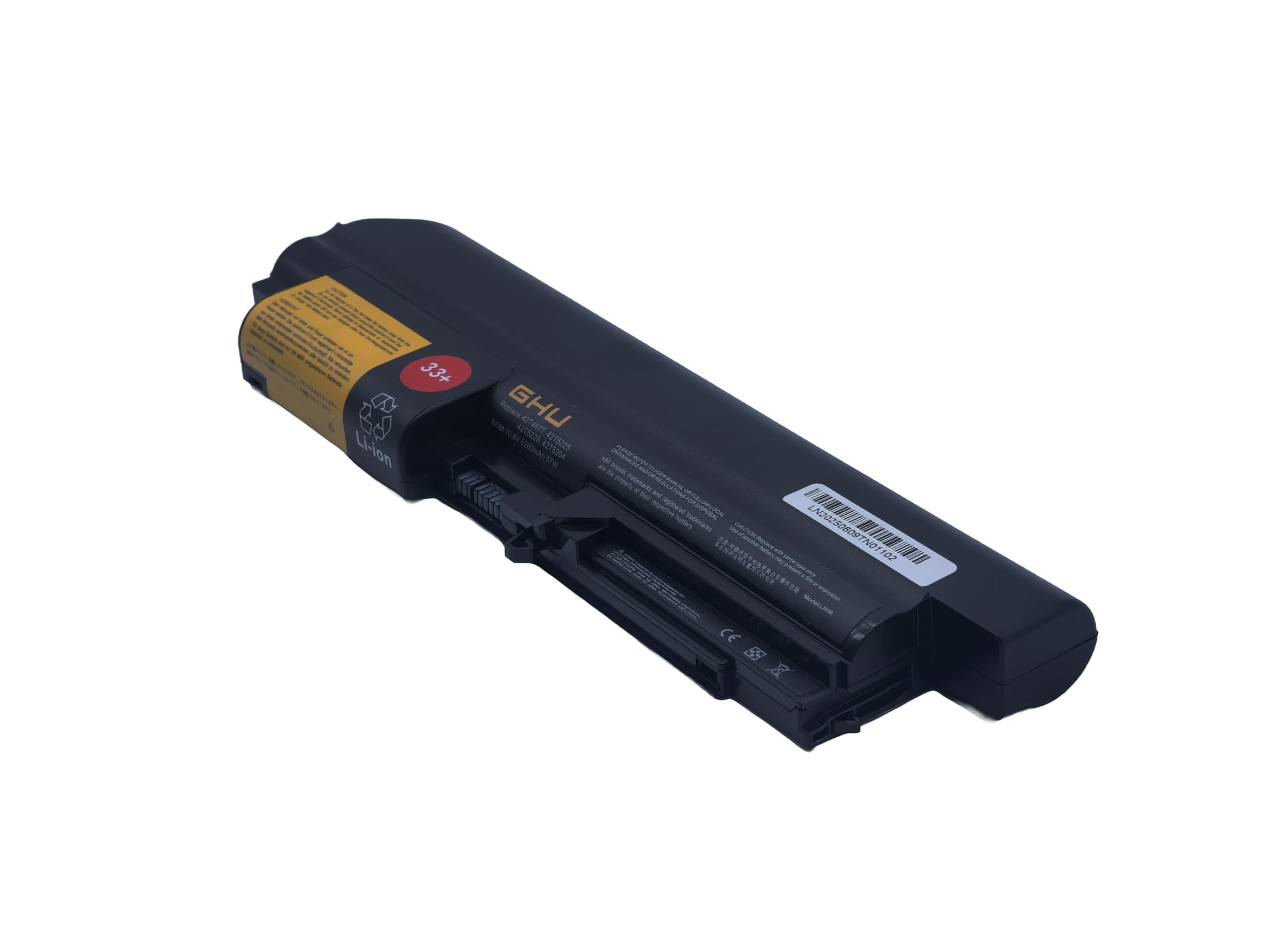 GHU New Battery 57 Wh for 33+ 41U3198 43R2499 42T4531 Compatible with Lenovo Thinkpad T61 R61 R61i 14-Inch Widescreen R400 T400 42T5263 42T5229 42T5227 42T4677 42T5265 42T4552 42T5228 42T4530 - Image 5