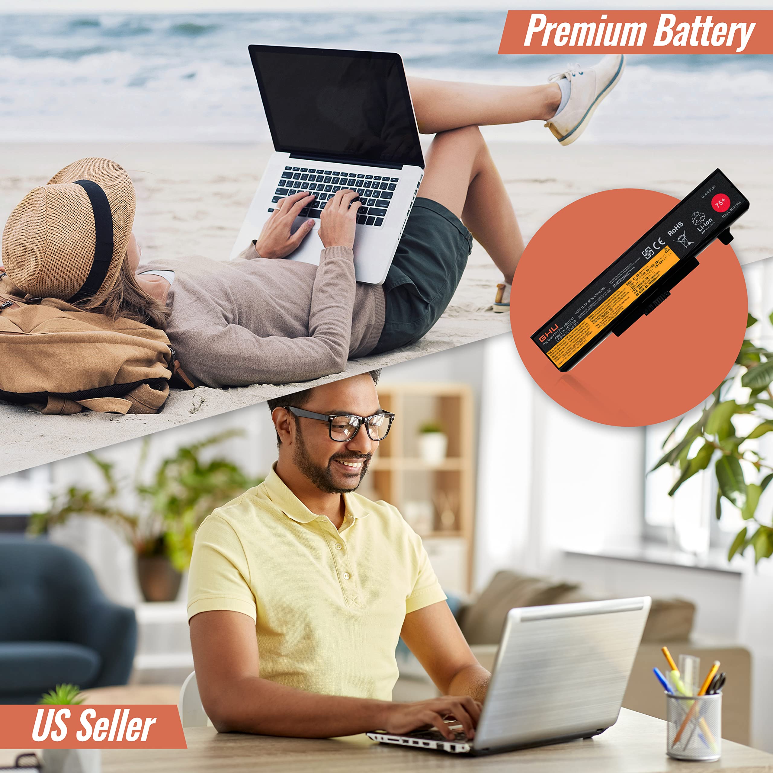 GHU New Battery 58 WH Compatible with Thinkpad G580 Y580 G480 G485 G585 Y480 Y480N Y485 Y485N Y480P Y580 Y580N Y485P Z380 Z480 Y580P Z580 Z585 Z485 G700 G710 P580 P585 - Image 4