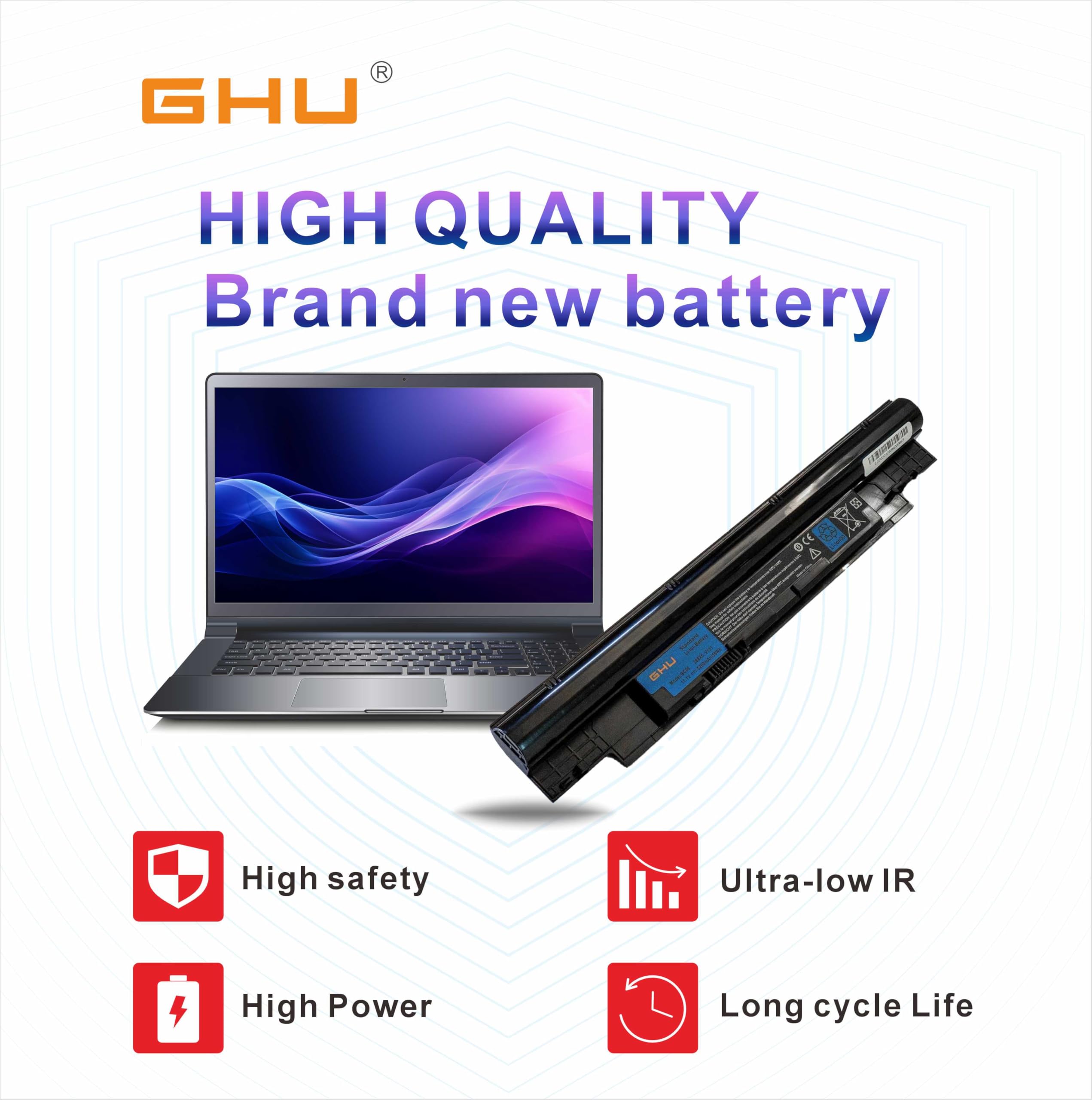 GHU Premium 58Wh 268X5 Battery Compatible with Dell 14z n411z Latitude 3330 Battery, CE FCC UL Passed, - Image 7