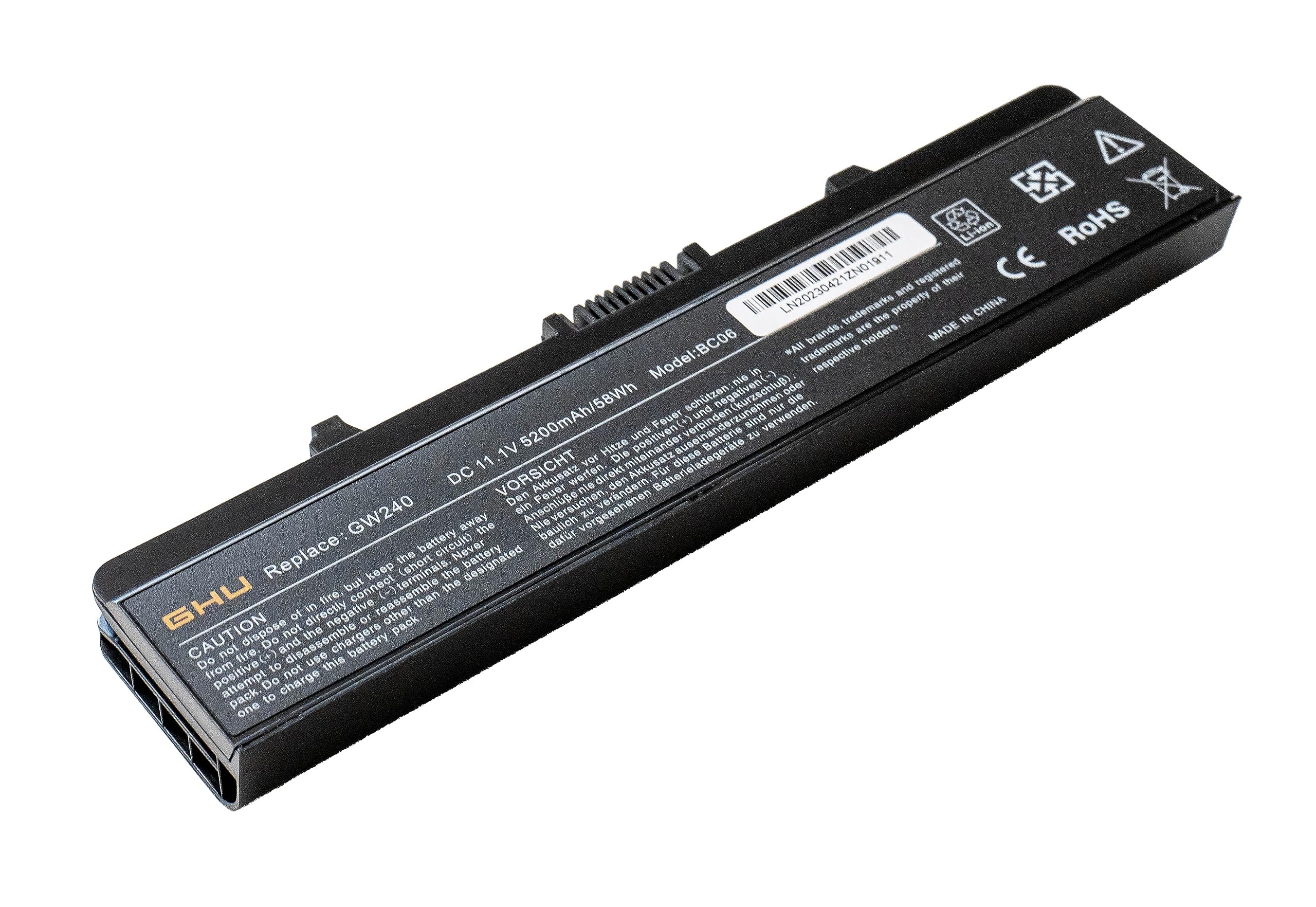 GHU New Battery 58 WHR Replacement for GW240 RN873 GP952 M911G X284G K450N Compatible with Dell Inspiron 1525 1526 1545 1440 1750 PP29L PP41L RU586 G555N 0F965N OF965N XR693 C601H D608H GW252 HP297 - Image 3
