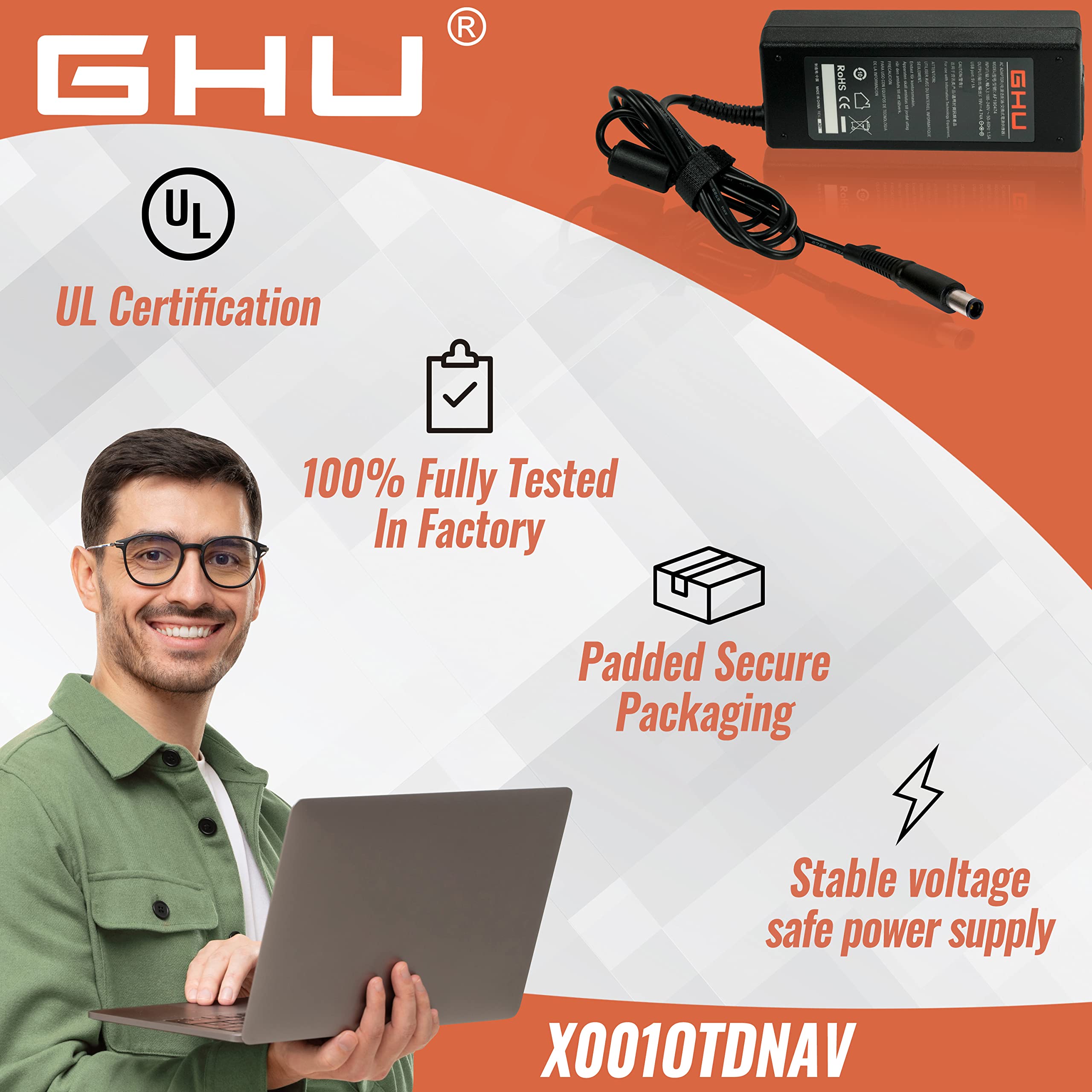 New GHU AC Adapter 90W Charger Compatible with HP Pavilion G32 G42 G50 G56 G60 G61 G62 G70 G71 G72 Probook 4420s 4430s 4440s 4510s 4520s 4525s 4530s 4535s 4540s 4545s 4730s 6360b 6450b 6455b 6460b - Image 6